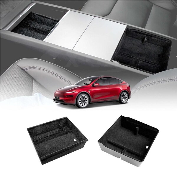 Centre Console Organizer Tray for Tesla Model Y Juniper 2025-Onwards with Flocking liner