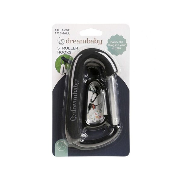 2pc Dreambaby Stroller Hook Carabiner Shopping Bag Carrier Large/Small Black