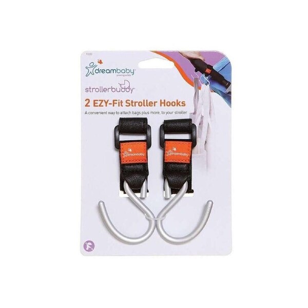 2pc Dreambaby Strollerbuddy Ezy-Fit Stroller Hooks Shopping Bag Hanger Silver