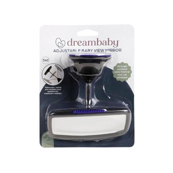 Dreambaby Deluxe Adjustable Kids/Baby Safety View Mirror w/ Sunction Black