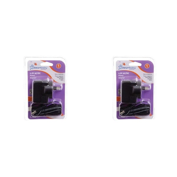 2PK Dreambaby 4.5 V AC/DC Plug-in Power Adapter Replacement Power Supply Black