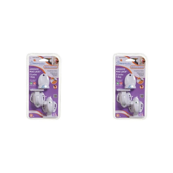 2PK Dreambaby Adhesive Magnetic Child Safety Cabinet/Drawer Lock 2 Locks 1 Key