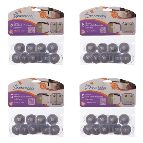 4x 5pc Dreambaby Mini Multi-Purpose Cupboards/Cabinet Latches Drawer Lock White