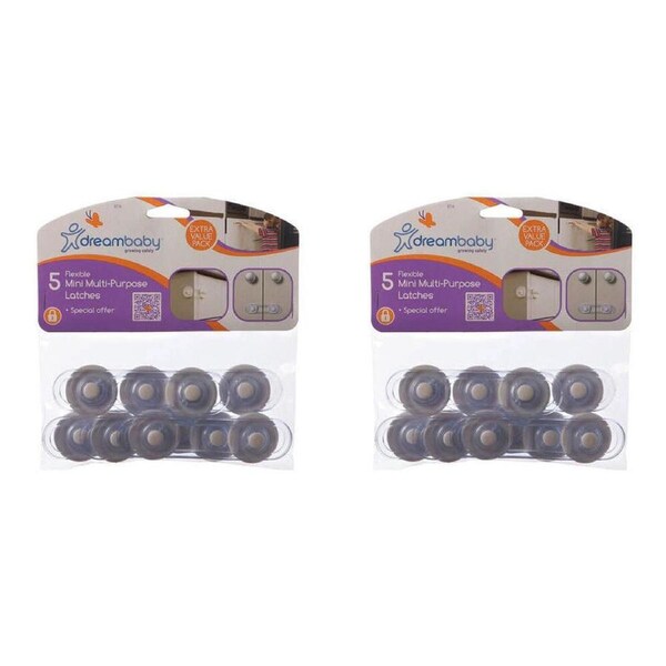 2x 5pc Dreambaby Mini Multi-Purpose Cupboards/Cabinet Latches Drawer Lock White