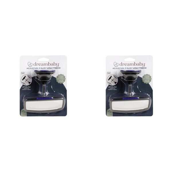 2PK Dreambaby Deluxe Adjustable Kids/Baby Safety View Mirror w/ Sunction Black