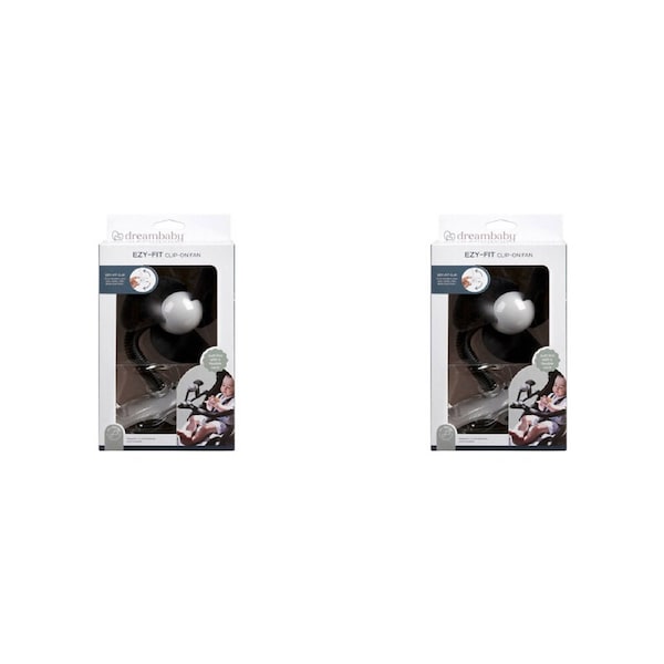 2PK Dreambaby Strollerbuddy Ezy-Fit Clip-On Cooling Portable Fan Travel Black
