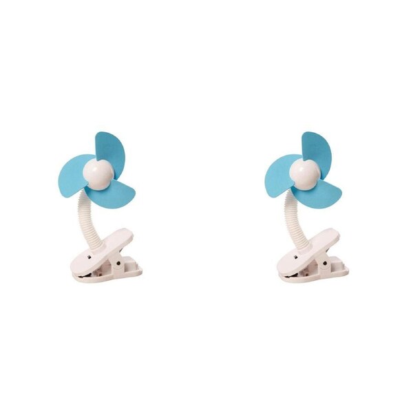2PK Dreambaby Stroller Foam Travel Cooling Pram Fan Clip-On Portable Blue