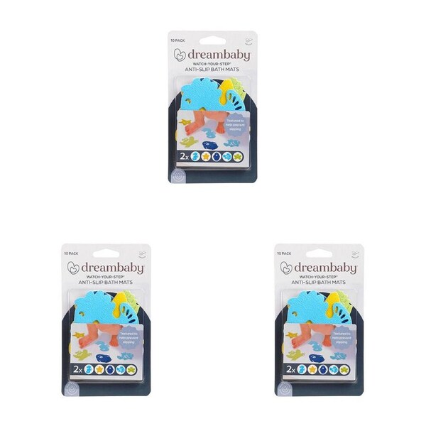 3x 10pc Dreambaby Non-Slip Bath Mats Tub/Shower Safety Appliques 11x19cm
