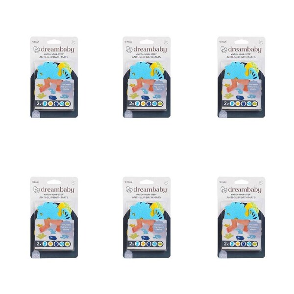 6x 10pc Dreambaby Non-Slip Bath Mats Tub/Shower Safety Appliques 11x19cm