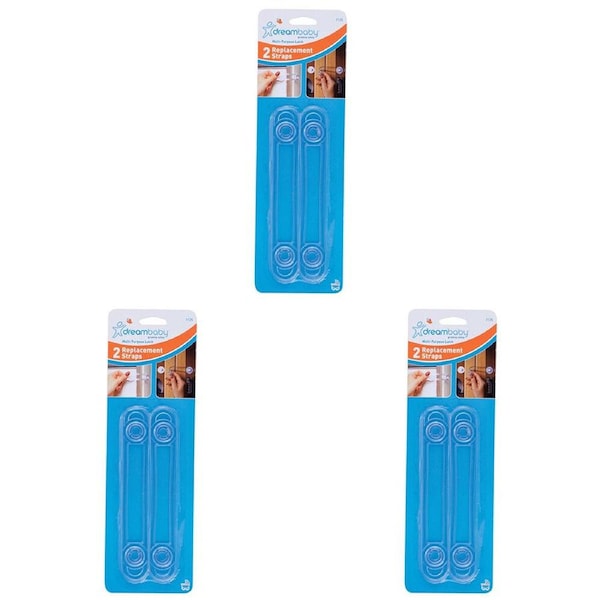 3x 2pc Dreambaby Multi-Purpose Latches Replacement Straps Child Cabinet Lock