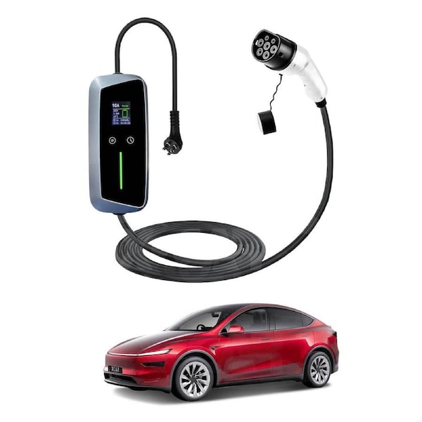 Tesla Model Y Juniper 2025-Onwards Type 2 Portable EV Charger 10 Amp 2.4KW AU Plug 5 Meters