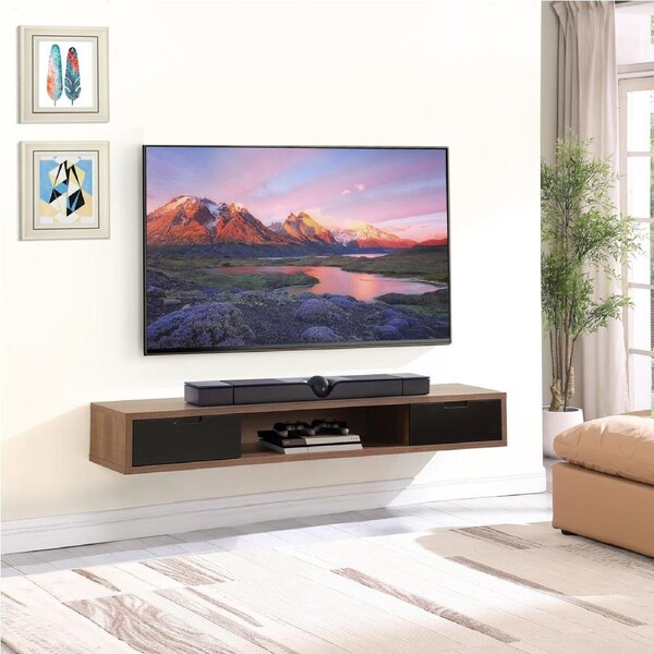 Criterion Air Wall Mount Entertainment Unit 1800mm Dark Oak