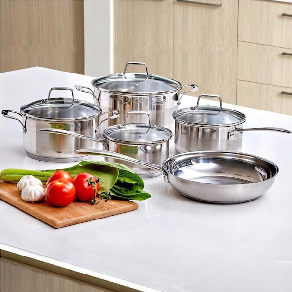 Westinghouse Pot and Pan Set 5 Piece Stainless Steel Impact Bonded