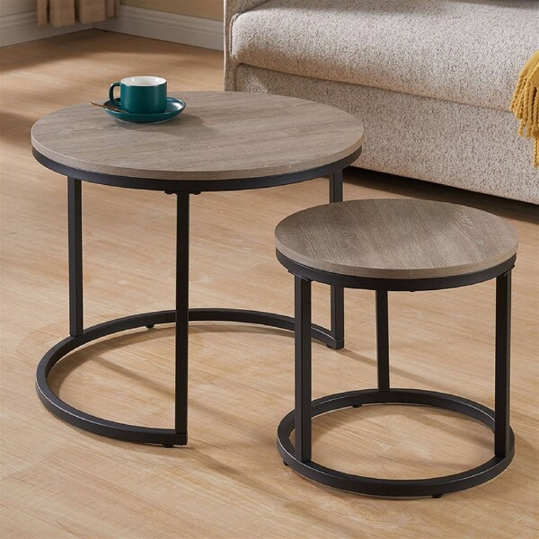 Nested Coffee Table Set Oak 600mm
