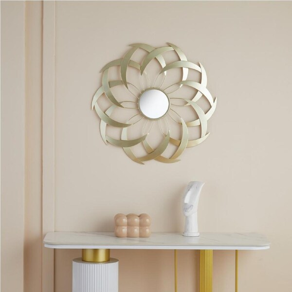 Criterion ARI Mirror 700mm Stylized Leaf Design Gold