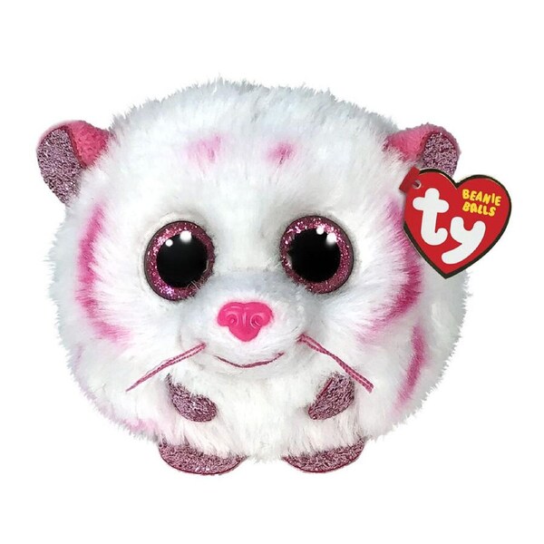 TY Beanies Tabor Pink/White Tiger Ball Kids/Child Cuddle Plush Toy 9cm 3y+