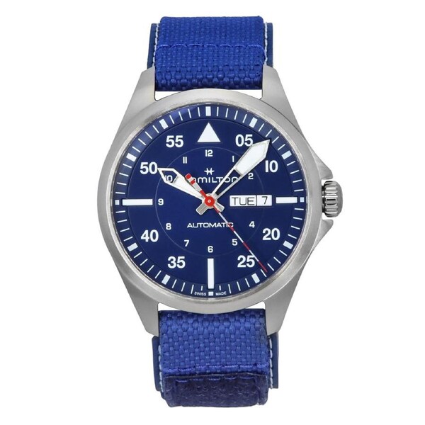 Hamilton Khaki Aviation Pilot Air-Glaciers Edition Textile Strap Blue Dial Automatic H64655941 100M Men's Watch