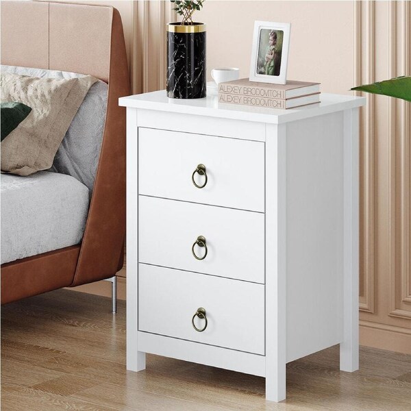 ALFORDSON Bedside Table Hamptons Nightstand Storage Side End 3 Drawers White