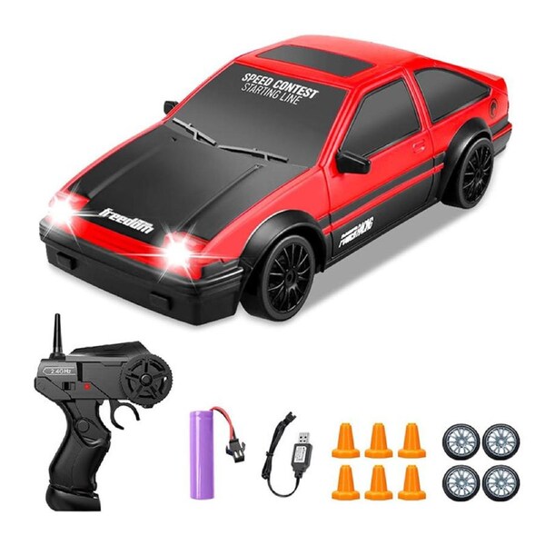 Catzon 1/24 RC 4WD Drift Car 2.4GHz High Speed with Cool Lights for Kids