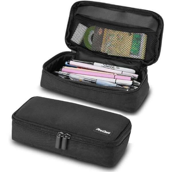 Pencil Bag Pen Case, Large Capacity Students Stationery Pouch Pencil Holder Desk Organizer with Double Zipper for School Office Supplies