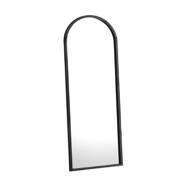 Oikiture Wooden Full Length Mirror 166x60cm Arched Dressing Floor Mirrors Black