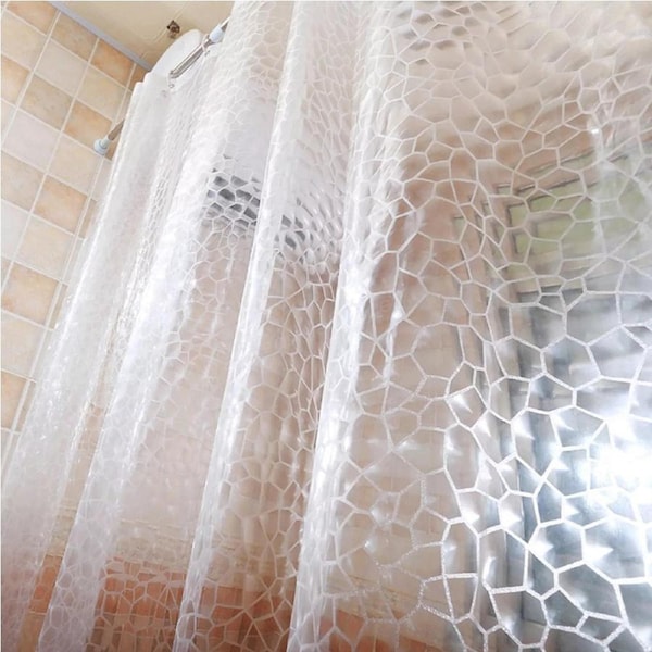Plastic Diamond Home Shower Curtain Waterproof Extra Long Clear 180x180cm