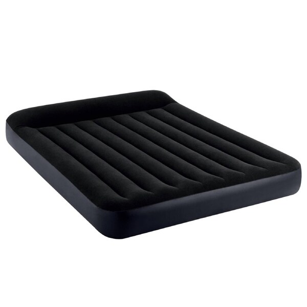 Intex Dura-Beam Classic Inflatable Queen Airbed Mattress with Pillow Rest Black