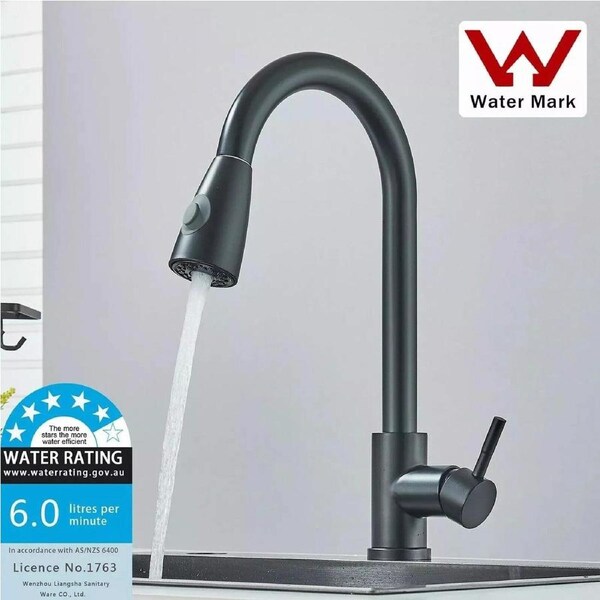 Black Kitchen Tap Pull Out Sink Mixer Tap with 360° swivel Spout 2-Mode Sprayer