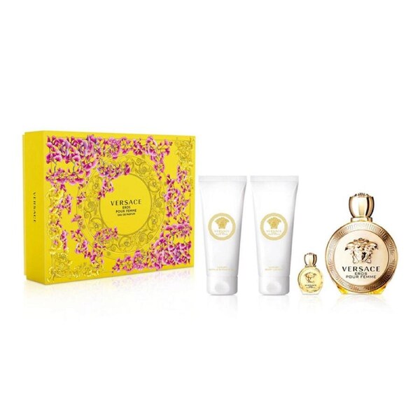 4pc Versace Eros Pour Femme Perfume/Body Lotion & Shower Gel Womens Perfume Set