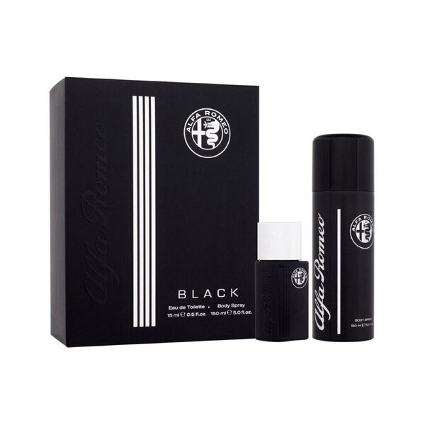 2pc Alfa Romeo Black 15ml EDT & 150ml Deodorant Spray Mens Fragrance Gift Set