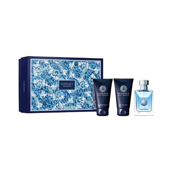 3pc Versace Pour Homme Perfume EDT /Hair & Body Shampoo & After Shave Balm Set