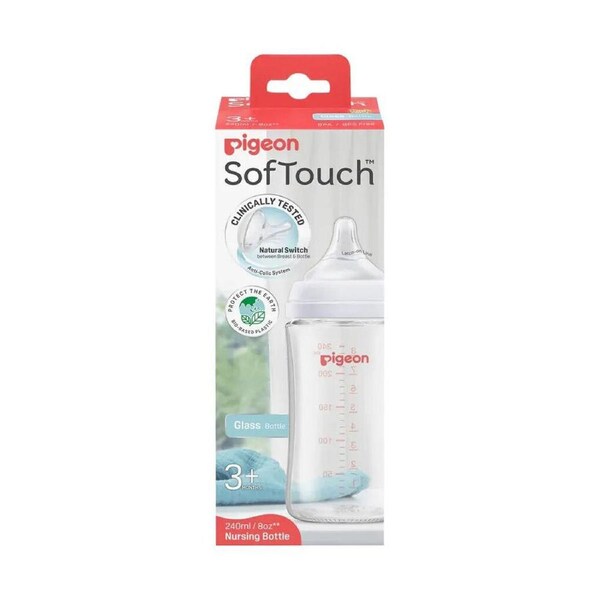Pigeon 240ml Softouch Glass Nursing Bottle Baby/Toddler Feeding Container 3m+