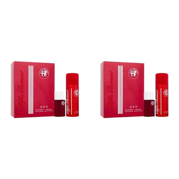 2x 2pc Alfa Romeo Red 15ml EDT & 150ml Deodorant Perfume Fragrance Gift Set