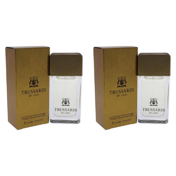 2PK Trussardi My Land Eau De Toilette Men's Fragrance Perfume Spray 30ml Gold