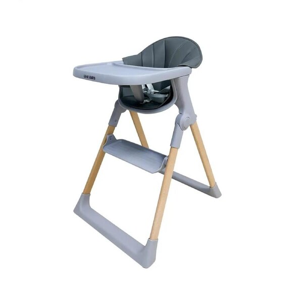 Foldable High Chair with 5-Point Harness & Detachable Tray - Cool Grey