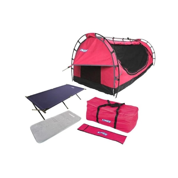 Kings Deluxe Pink Single Swag +Pink Swag Bag +Self Inflating Mattress +Stretcher