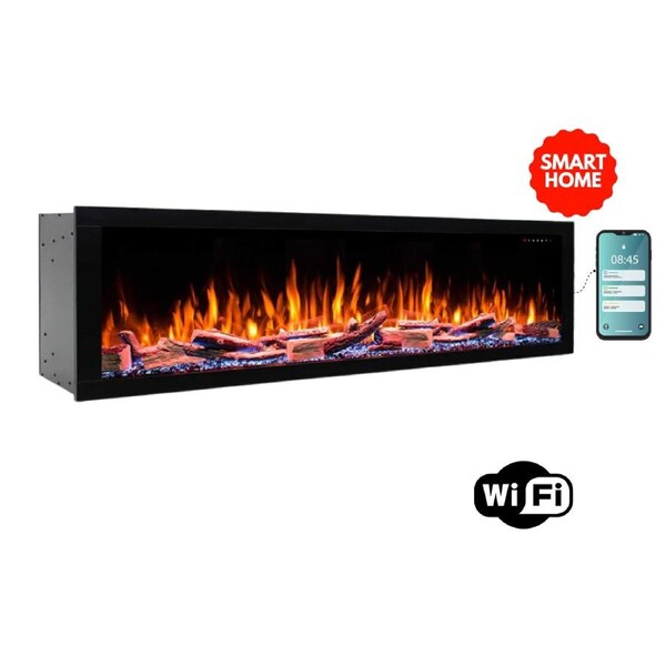 Avalon 72" Extra Deep Built-in Recessed Electric Fireplace