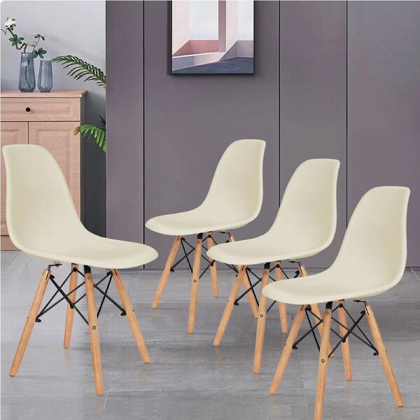 ALFORDSON 4x Dining Chairs Retro Steel Kitchen Lounge Cafe Beige