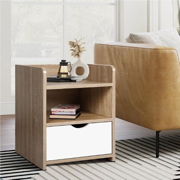 ALFORDSON Bedside Table Nightstand 1 Drawer Shelf Oak