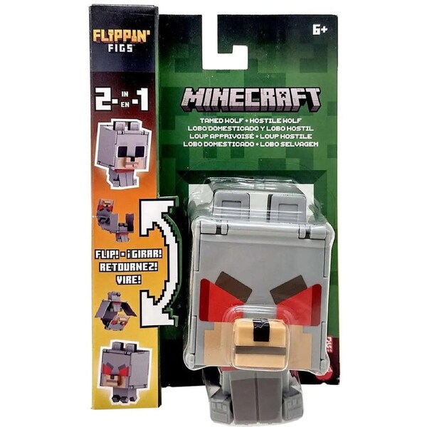 Minecraft Flippin Figs Tamed Wolf + Hostile Wolf Action Figure