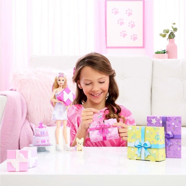 Barbie Party Unboxed Birthday Series Birthday Bows Blonde Doll and Accessories