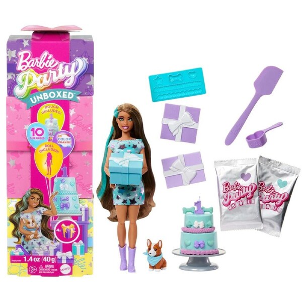 Barbie Party Unboxed Birthday Series Party Stars Brunette Doll and Accessories