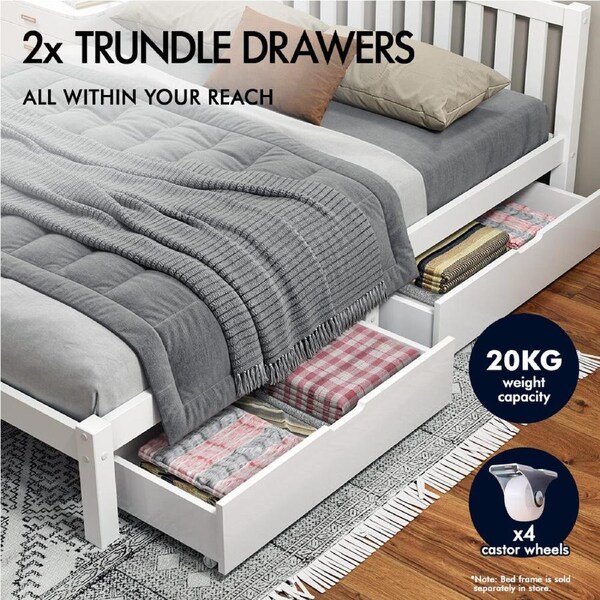 ALFORDSON Bed Frame Queen Double King Single Size Wooden Mattress Base Arne Series 2 x Storage Drawers