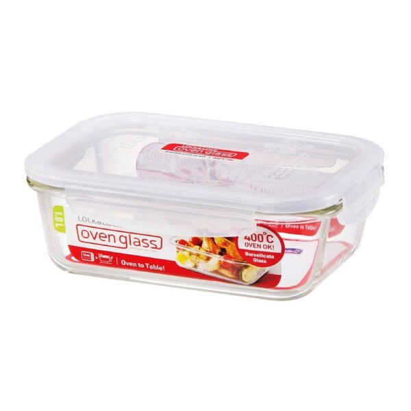 Locknlock 1L Euro Rectangular Borosilicate Glass Food Container w/ Lid Clear