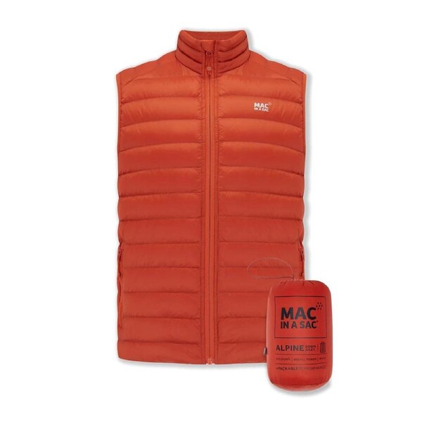 Mac In A Sac Packable Adult Mens Lightweight Alpine Down Vest Burnt Orange XL