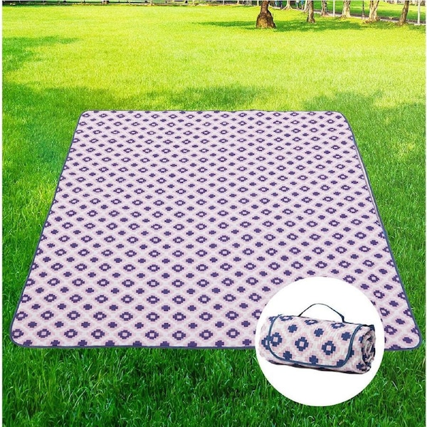 Picnic Mat Large Waterproof Blanket Outdoor Camping Beach Fleece Rug - Lavender Small 150cm x 200cm