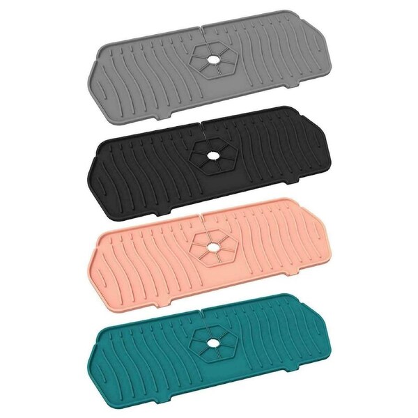 Kitchen Faucet Sink Splash Guard Silicone Faucet Water Catcher Drying Mat Pad - Hexagon Green