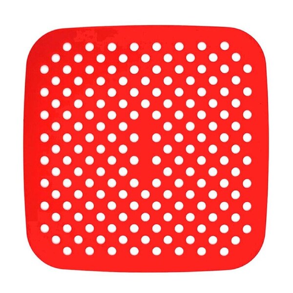 Square Round Reusable Air Fryer Liners Non-Stick Silicone Air Fryer Basket Mat 1 x Red Square 8.5in