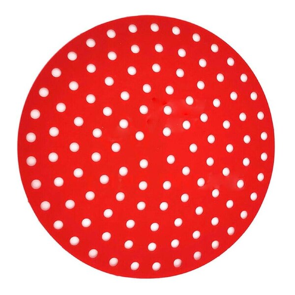 Square Round Reusable Air Fryer Liners Non-Stick Silicone Air Fryer Basket Mat 1 x Red Round 9in