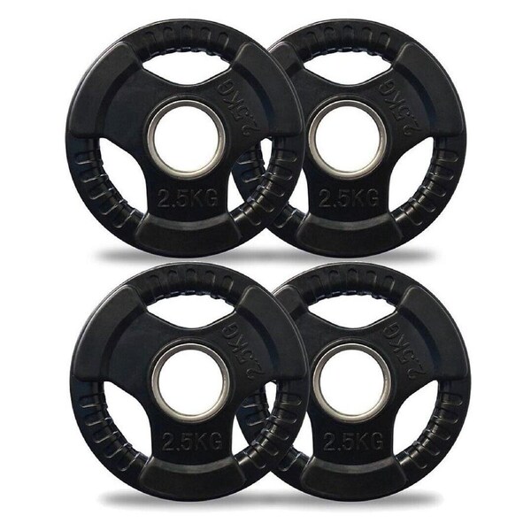 Olympic Rubber Coated Cast Iron Weight Plate Set 4 x 2.5kg